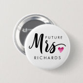 将来おもしろいの夫人タイポグラフィピンクの水彩ハート 缶バッジ (正面&裏面)