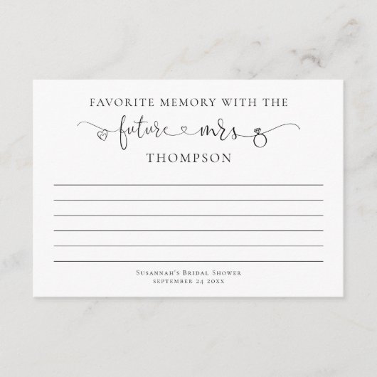 将来お気に入りののミセス・ブライダルシャワーとの記憶 カード (正面)