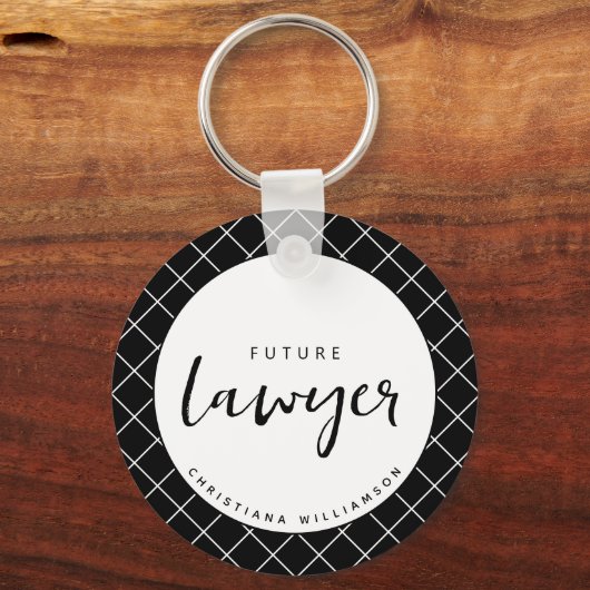 将来のエレガント弁護士チェックのパタパーソナライズされたーン キーホルダー (裏面)