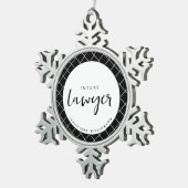 将来のエレガント弁護士チェックのパタパーソナライズされたーン スノーフレークピューターオーナメント (右)