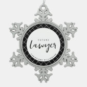 将来のエレガント弁護士チェックのパタパーソナライズされたーン スノーフレークピューターオーナメント (正面)