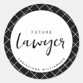 将来のエレガント弁護士チェックのパタパーソナライズされたーン ラウンドシール (正面)