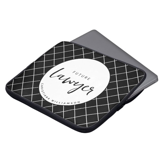 将来のエレガント弁護士チェックのパタパーソナライズされたーン ラップトップスリーブ (正面上部)