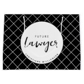 将来のエレガント弁護士チェックのパタパーソナライズされたーン ラージペーパーバッグ (正面)