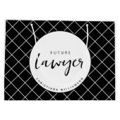 将来のエレガント弁護士チェックのパタパーソナライズされたーン ラージペーパーバッグ (裏面)