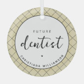 将来のエレガント歯医者チェックのパタパーソナライズされたーン ガラスオーナメント (正面)
