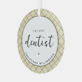 将来のエレガント歯医者チェックのパタパーソナライズされたーン ガラスオーナメント (正面左)
