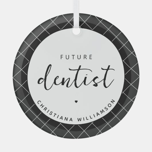 将来のエレガント歯医者チェックのパタパーソナライズされたーン ガラスオーナメント (正面)