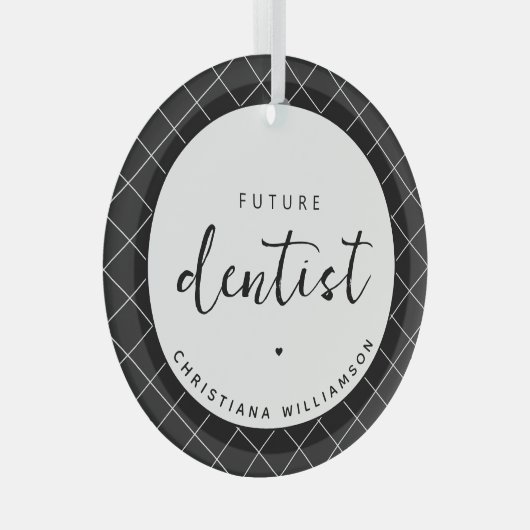 将来のエレガント歯医者チェックのパタパーソナライズされたーン ガラスオーナメント (正面右)
