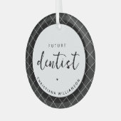 将来のエレガント歯医者チェックのパタパーソナライズされたーン ガラスオーナメント (正面左)