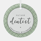 将来のエレガント歯医者チェックのパタパーソナライズされたーン ガラスオーナメント (正面)