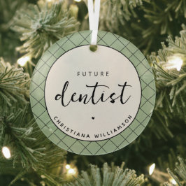 将来のエレガント歯医者チェックのパタパーソナライズされたーン ガラスオーナメント
