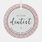 将来のエレガント歯医者チェックのパタパーソナライズされたーン ガラスオーナメント (正面)