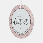 将来のエレガント歯医者チェックのパタパーソナライズされたーン ガラスオーナメント (正面左)