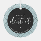 将来のエレガント歯医者チェックのパタパーソナライズされたーン ガラスオーナメント (正面)