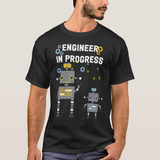 将来のエンジニア ロボティクス ロボットエンジニア 進行中 Tシャツ (正面)