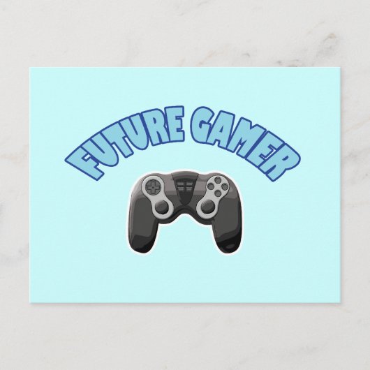 将来のゲーマー – ブルー&コントローラ ポストカード (正面)