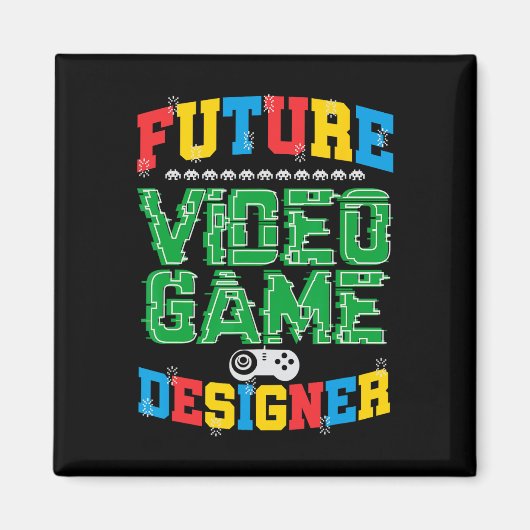 将来のゲームデザイナーTシャツ 男の子 女の子 子供 マグネット (正面)