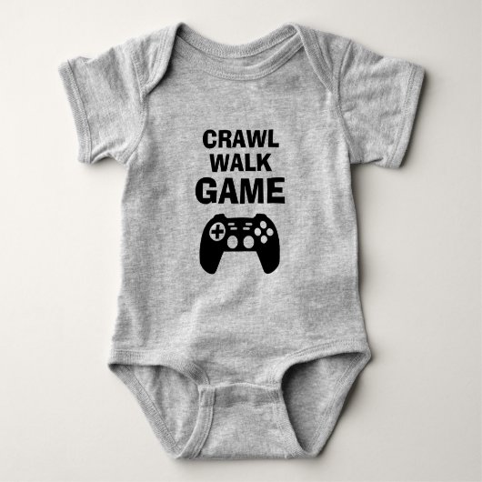 将来のゲームプレイヤーに贈るCRAWL+WALK+GAME かわいいベビーボディスーツ ベビーボディスーツ (正面)