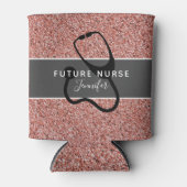 将来のナース医用聴診器ピンクグリッター名 缶クーラー (正面)