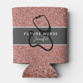 将来のナース医用聴診器ピンクグリッター名 缶クーラー (裏面)