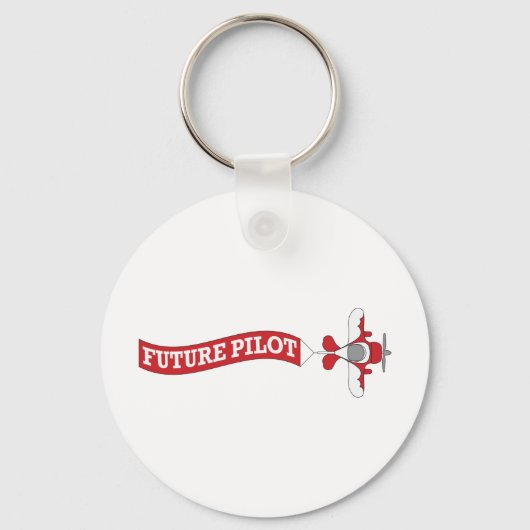 将来のパイロット – バナー付き飛行機 キーホルダー (正面)