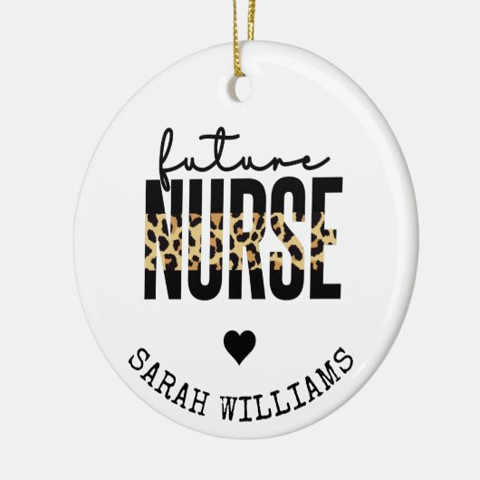 将来のパーソナライズされたナース学生のナースの贈り物 セラミックオーナメント (左)