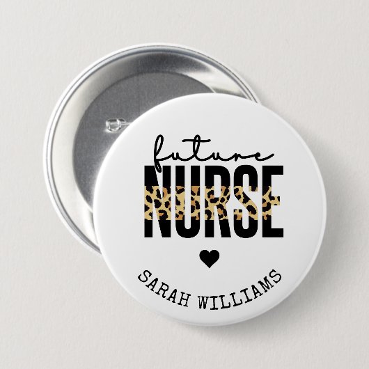 将来のパーソナライズされたナース学生のナースの贈り物 缶バッジ (正面&裏面)