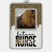 将来のパーソナライズされたナース学生ナース写真 シルバープレートフレームオーナメント (正面)