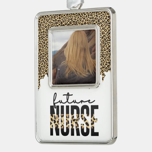 将来のパーソナライズされたナース学生ナース写真 シルバープレートフレームオーナメント (左)