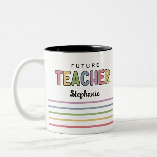 将来のパーソナライズされた先生ギュカラフルート ツートーンマグカップ (左)