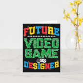 将来のビデオゲームデザイナーTシャツ 男の子 女の子 子供 カード (黄色い花)