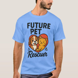 将来のペットレスキュー隊 かわいい子供たちと動物レスキュー Tシャツ