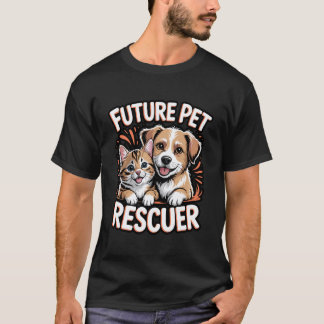 将来のペットレスキュー隊 かわいい猫と犬 Tシャツ