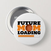 将来のママをロードするバスケットボールベビーシャワーボタン 缶バッジ (正面&裏面)