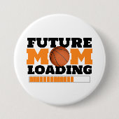 将来のママをロードするバスケットボールベビーシャワーボタン 缶バッジ (正面)