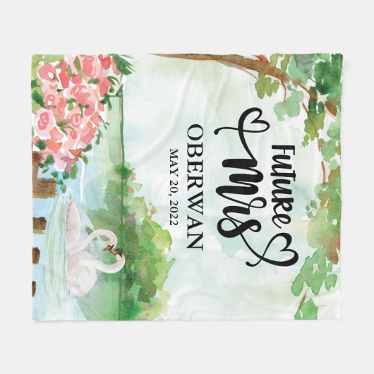 将来のミセスのスクリプト名モダンブライダルシャワーギフト フリースブランケット (正面(横))