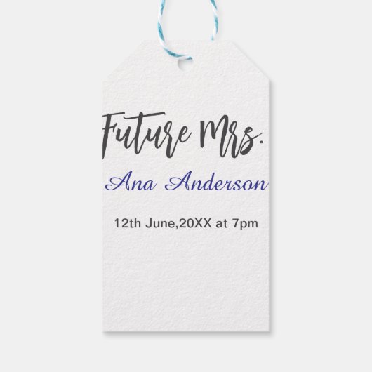 将来のミセス 姓 花嫁 未婚 紫 灰色 名前 ダ ギフトタグ (裏面)