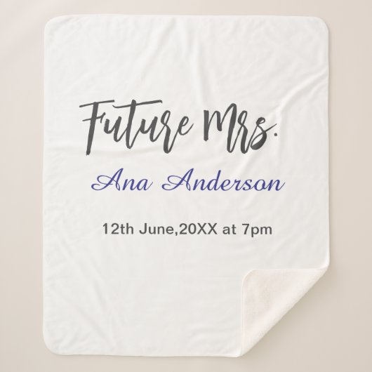 将来のミセス 姓 花嫁 未婚 紫 灰色 名前 ダ シェルパブランケット (正面)