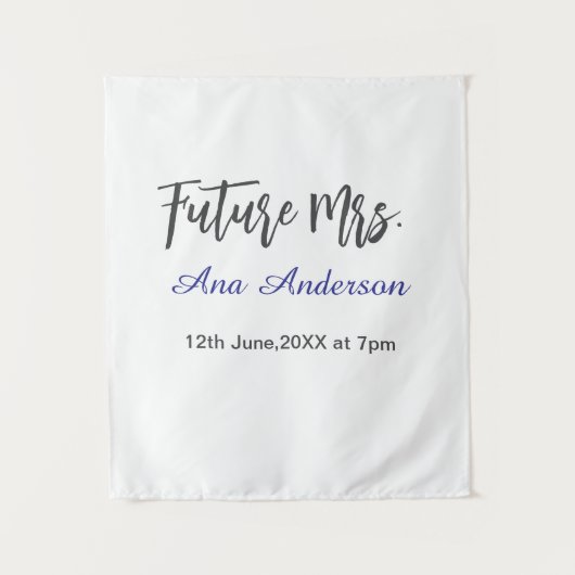 将来のミセス 姓 花嫁 未婚 紫 灰色 名前 ダ タペストリー (正面)