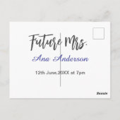 将来のミセス 姓 花嫁 未婚 紫 灰色 名前 ダ ポストカード (裏面)