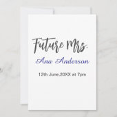 将来のミセス 姓 花嫁 未婚 紫 灰色 名前 ダ 招待状 (正面)