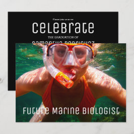 将来のモダンキャリア写真卒業招待状 招待状