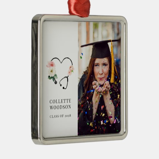 将来のモダンナース卒業記念の写真 メタルオーナメント (右)