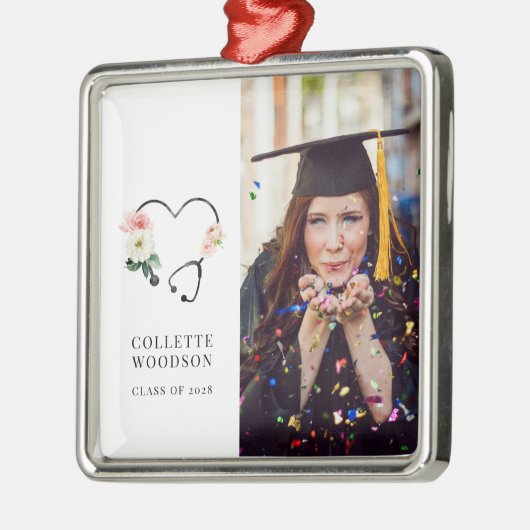 将来のモダンナース卒業記念の写真 メタルオーナメント (左)