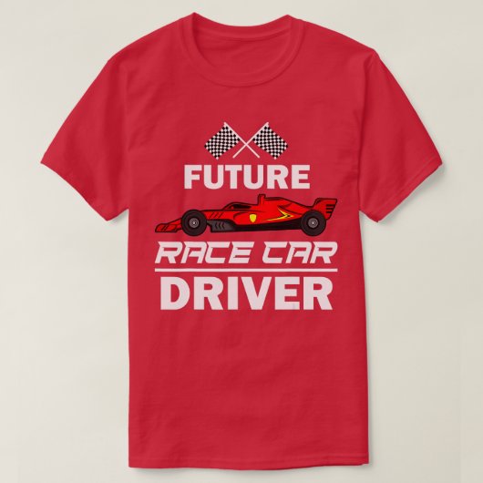 将来のレースおもしろいカーのドライバーのギフトレーシング子供へレース Tシャツ (デザイン正面)