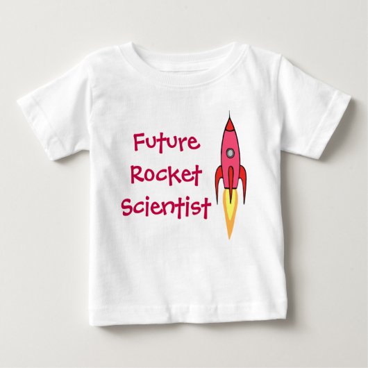 将来のロケット科学者ピンクロケット船フェミニスト ベビーTシャツ (正面)