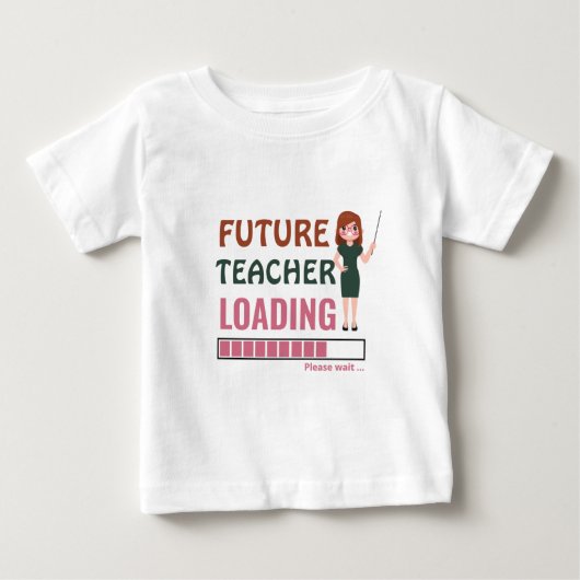将来の先生読み込み |かわいい最初の誕生日パーティー ベビーTシャツ (正面)