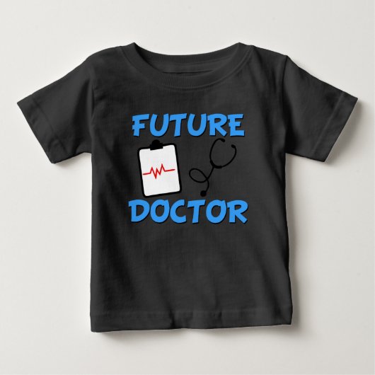 将来の医師おもしろいベビー ベビーTシャツ (正面)
