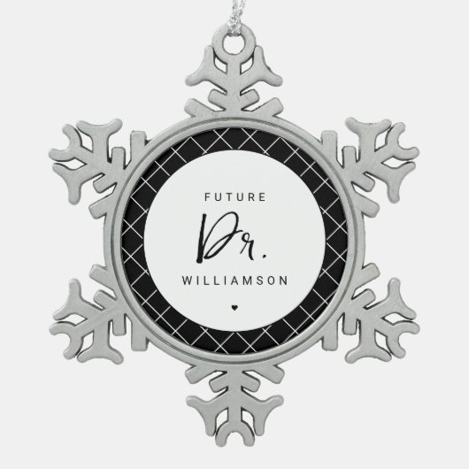 将来の医師 |医学部博士課程学生 スノーフレークピューターオーナメント (正面)